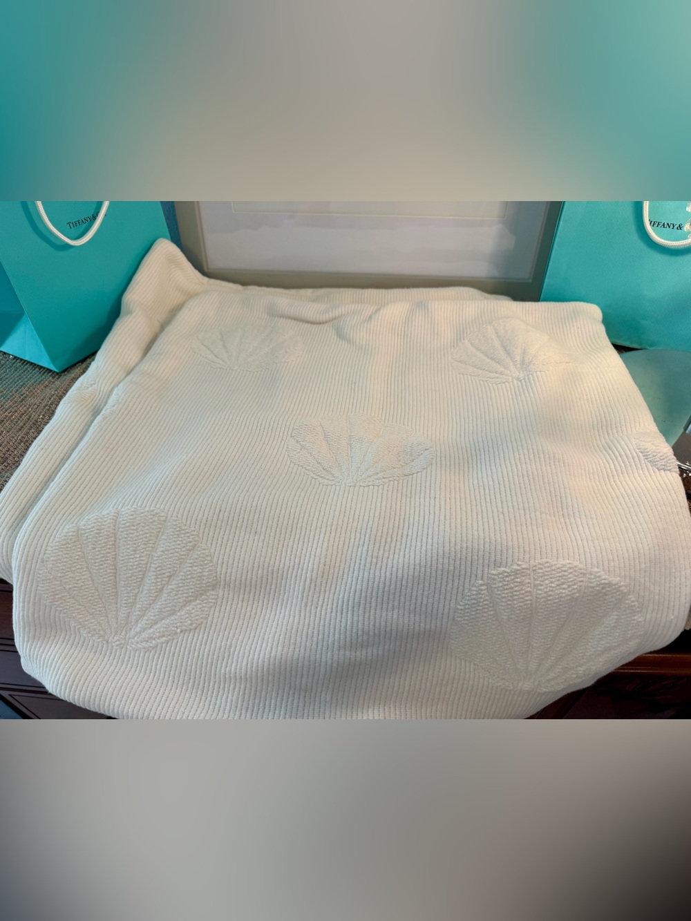 🌸H43 - Cream Coastal Shell Embroidered Pillow Cases🐚🌴🛍️